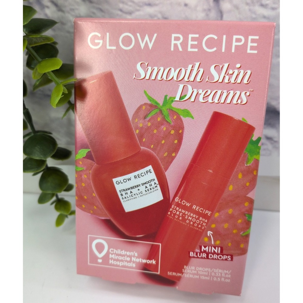 NIB DUO🍓Glow Recipe Strawberry Smooth Skin Dreams PoreBlur Drops Serum 1oz/30ml